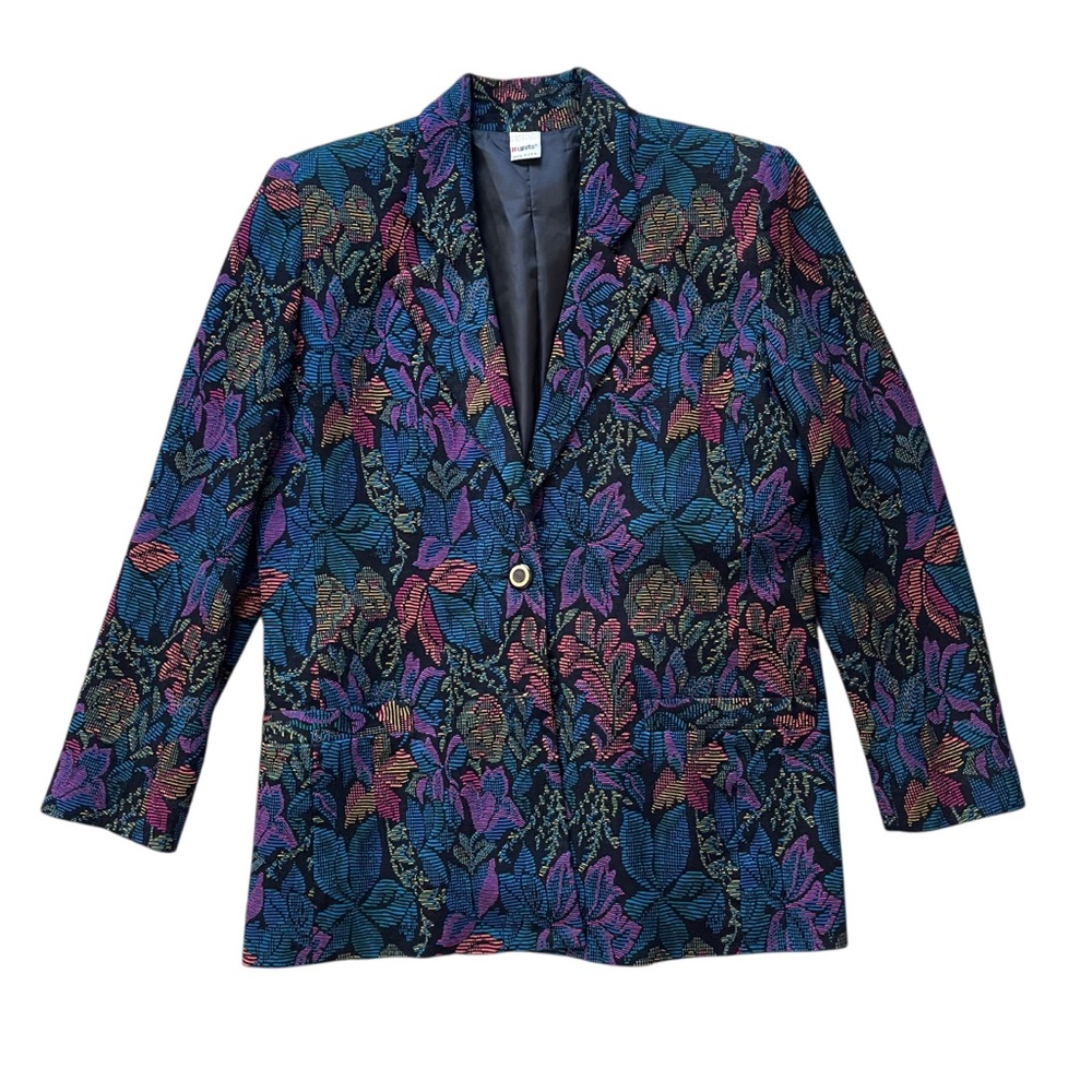 ✨ Vintage Multicolor Tapestry Blazer Jacket Made USA Statement Size 1‎